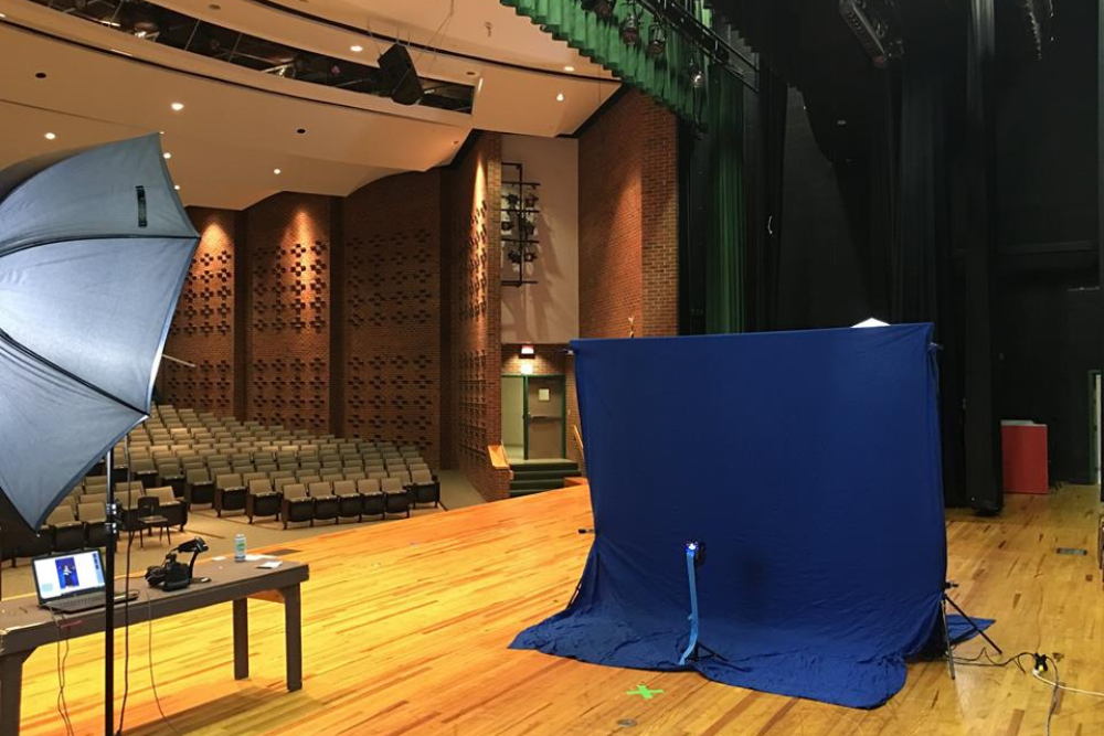 Picture day set up in school auditorium